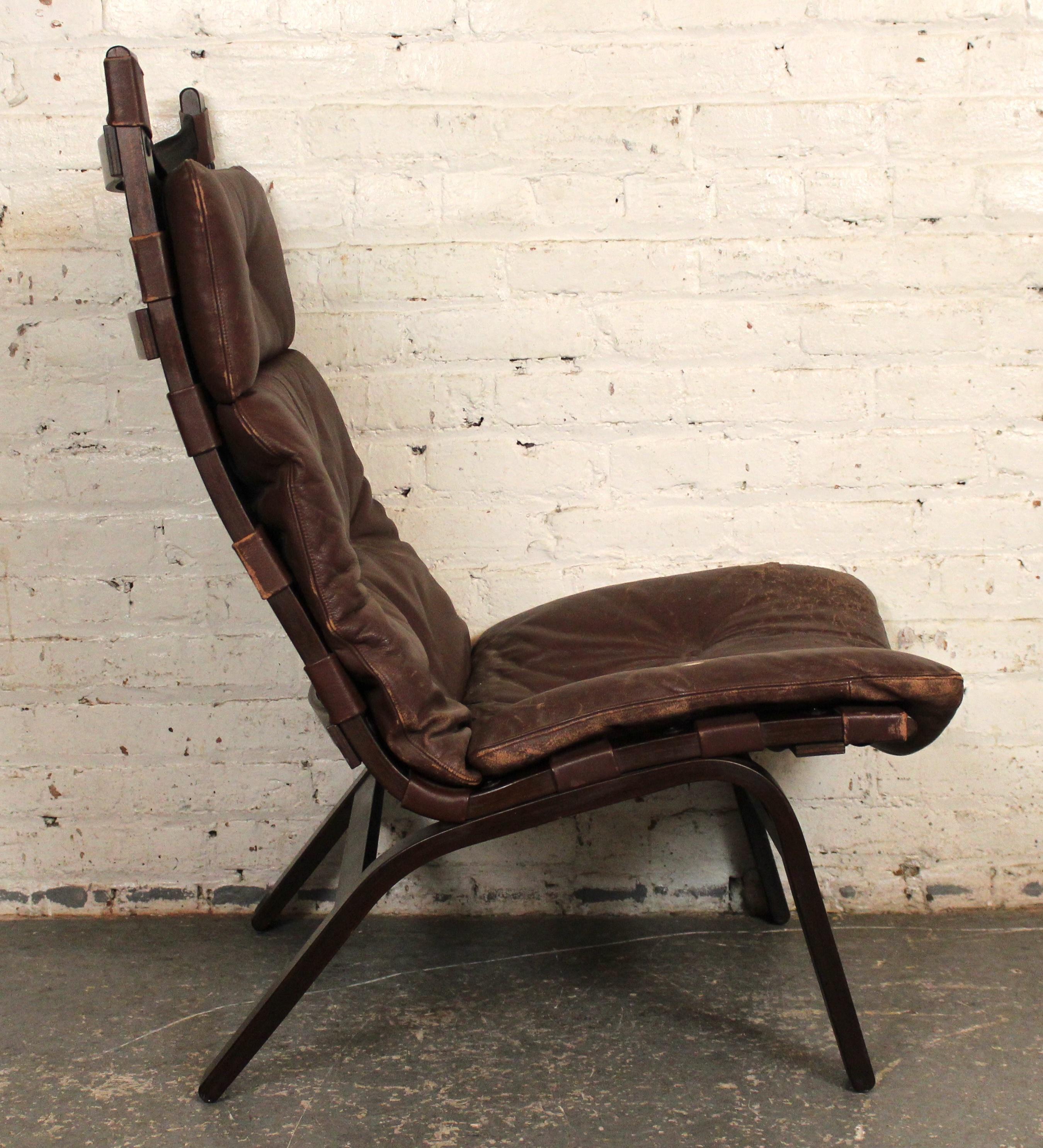 Danish Mid-Century Leather Bentwood Chair by Farstrup Møbelfabrik In Good Condition For Sale In Brooklyn, NY