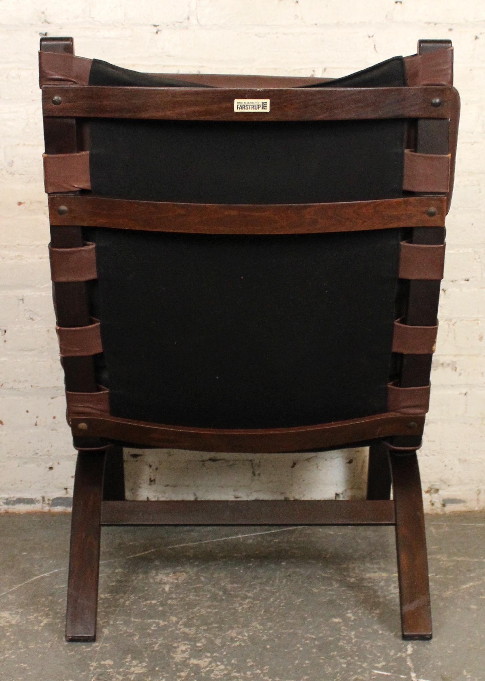 20th Century Danish Mid-Century Leather Bentwood Chair by Farstrup Møbelfabrik For Sale