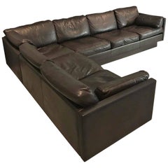 Danish Midcentury Leather Corner Sofa