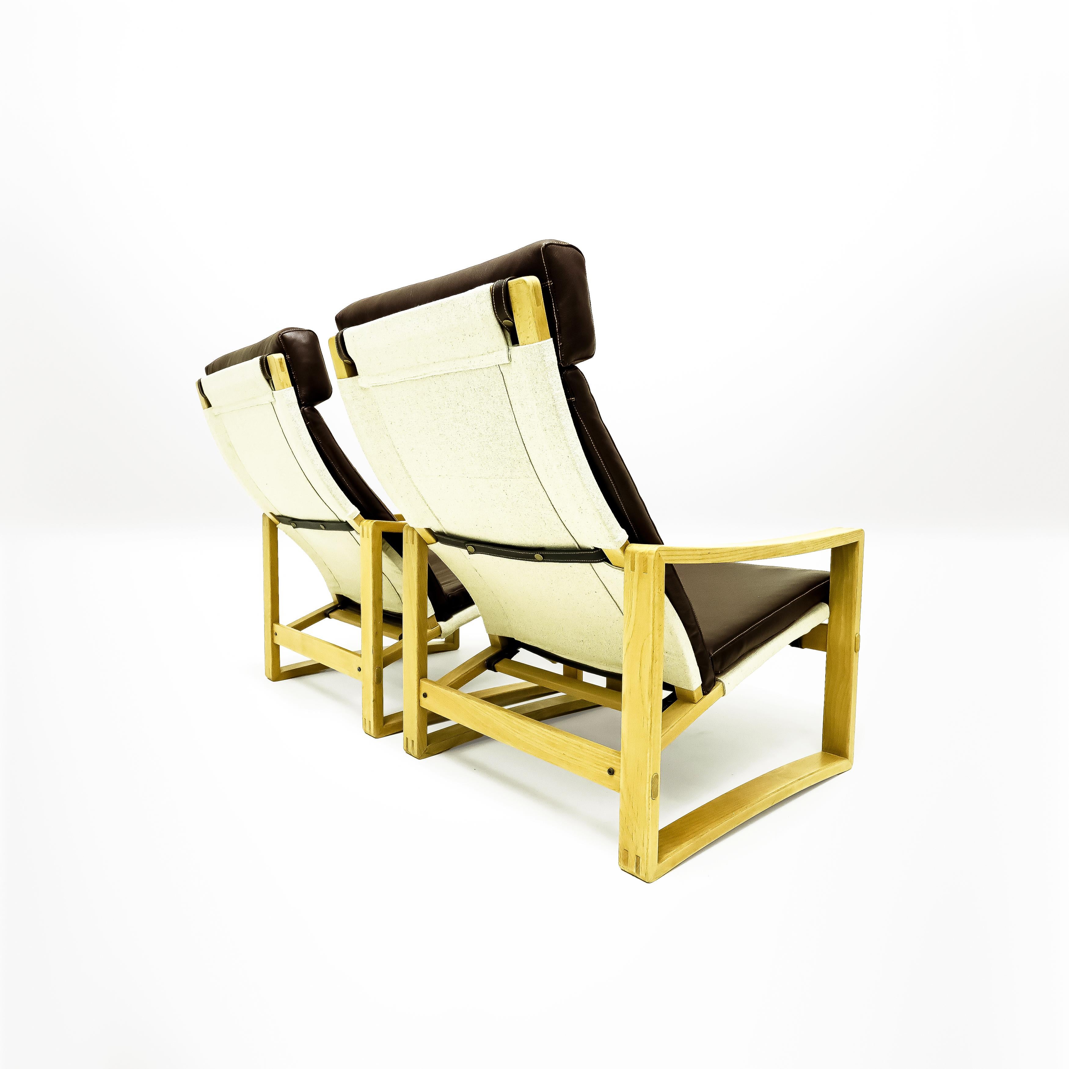 20th Century Danish Mid Century leather lounge ‘Safari’ chairs by Børge Jensen & Sønner For Sale