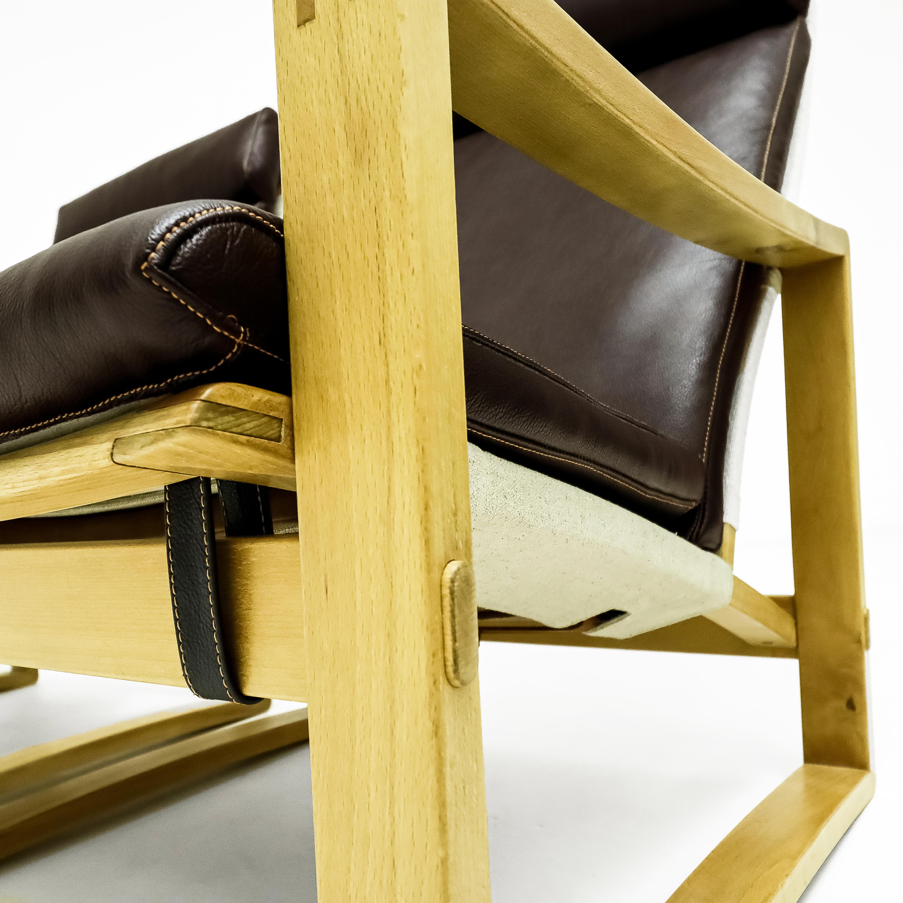 Leather Danish Mid Century leather lounge ‘Safari’ chairs by Børge Jensen & Sønner For Sale