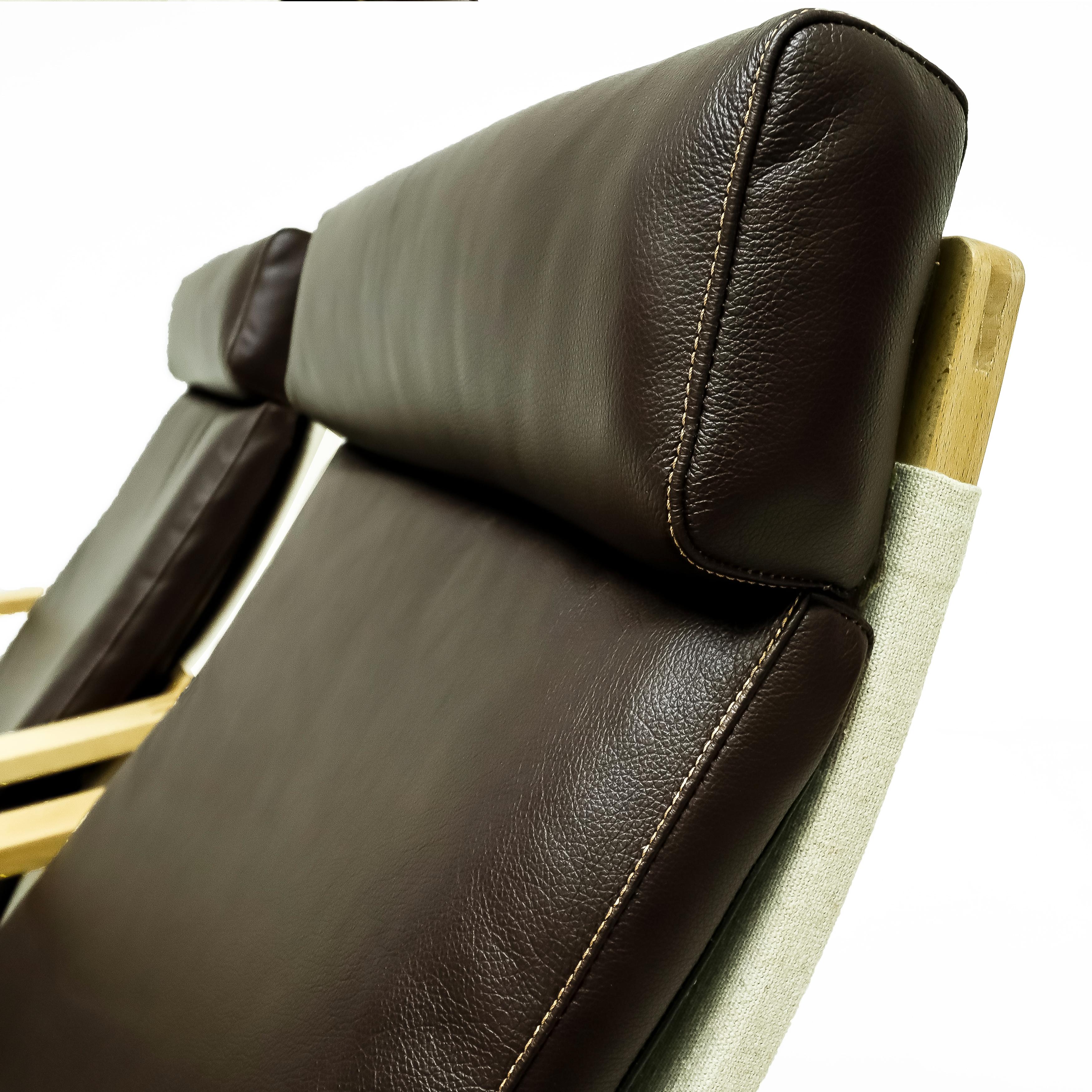 Danish Mid Century leather lounge ‘Safari’ chairs by Børge Jensen & Sønner For Sale 2