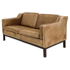 Loveseat danois en cuir du milieu du siècle par Mogens Hansen vers les années 1960