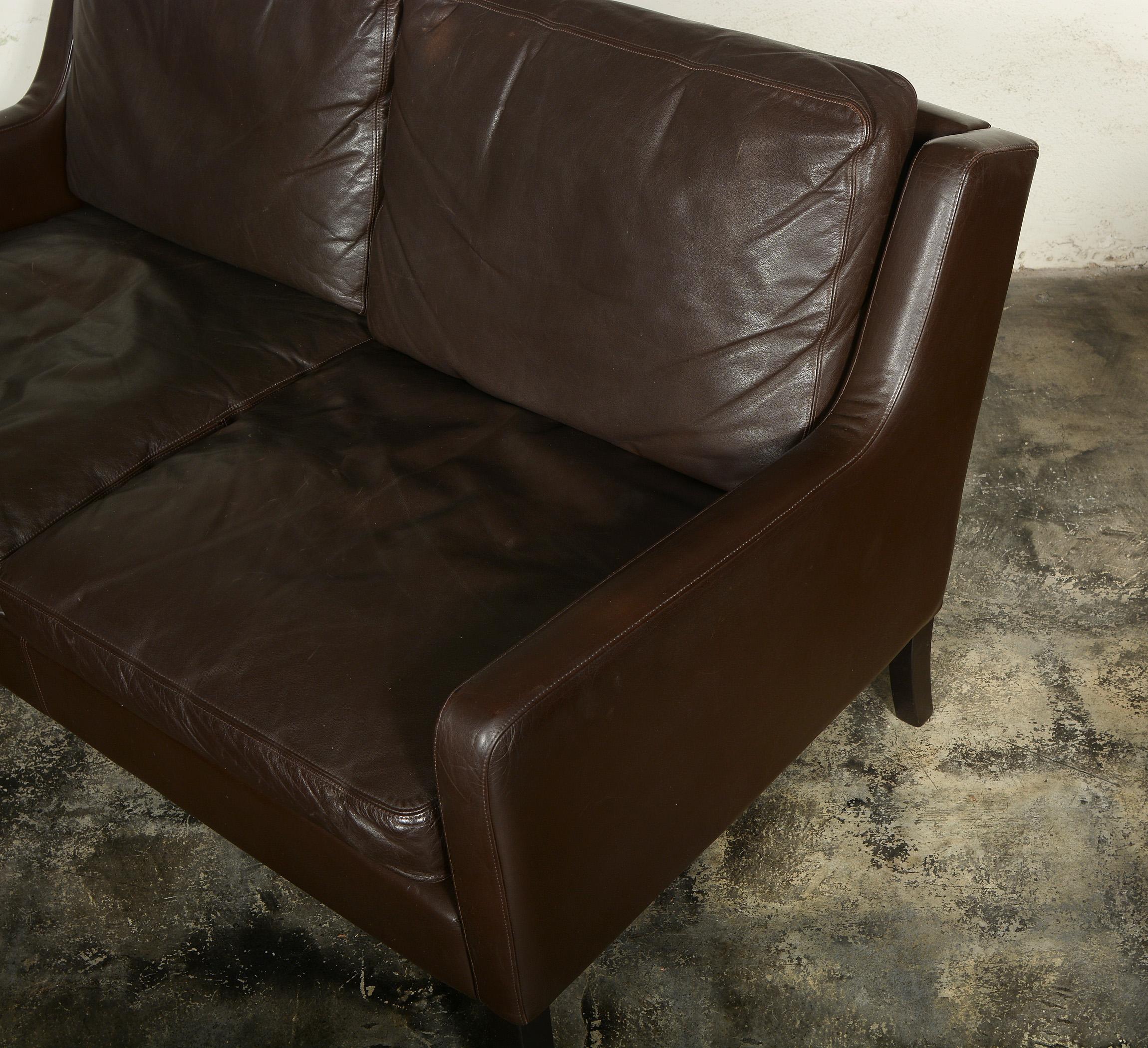 Mid-20th Century Danish Midcentury Leather Settee Sofa