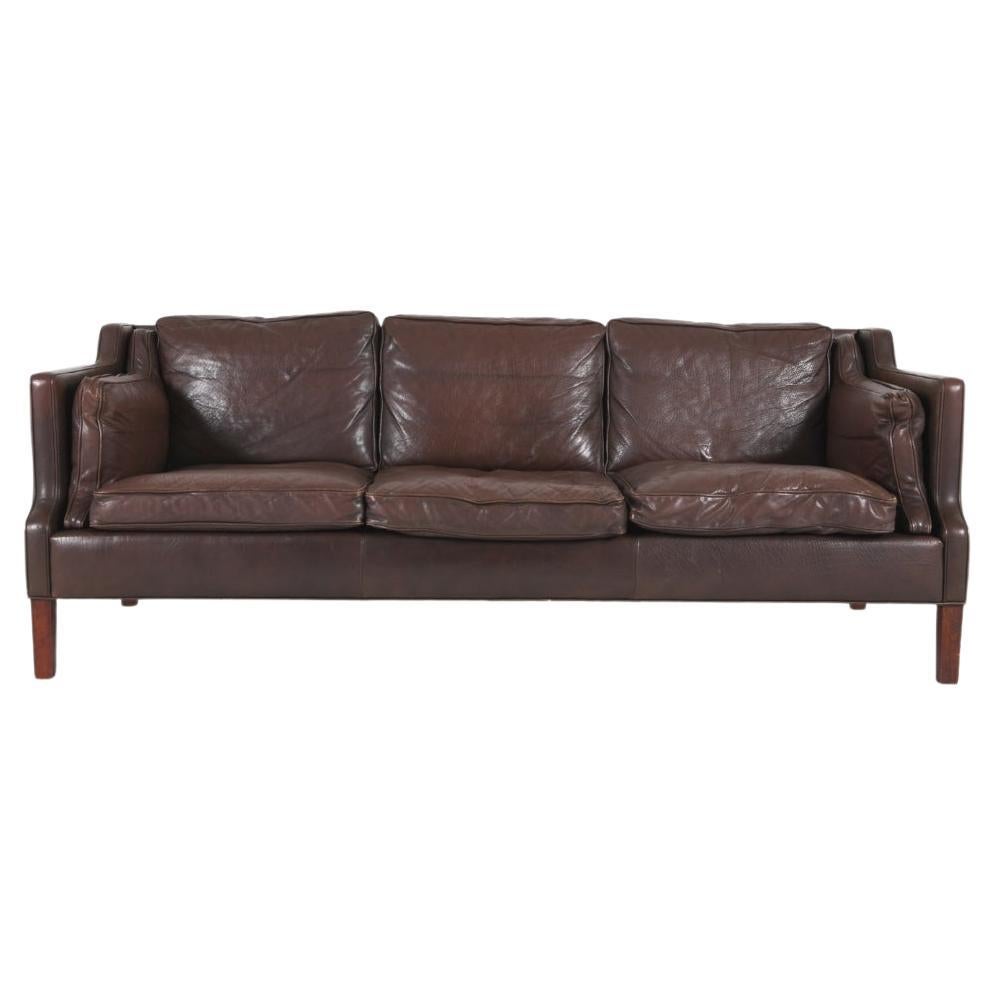 20th Century Danish Mid Century Leather Sofa By Borg MorgensenCirca 1960's For Sale