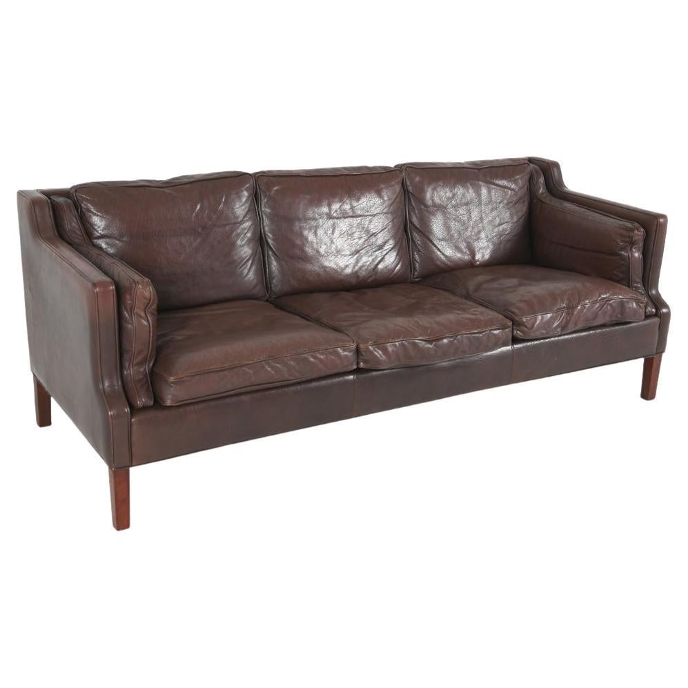 Danish Mid Century Leather Sofa By Borg MorgensenCirca 1960's For Sale 1