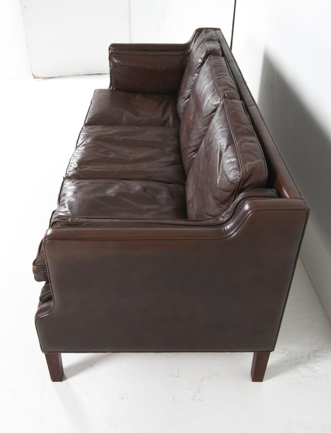 Danish Mid Century Leather Sofa By Borg MorgensenCirca 1960's For Sale 2