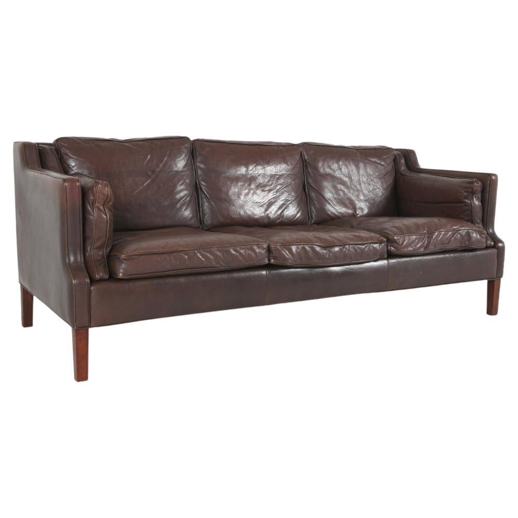 Danish Mid Century Leather Sofa By Borg MorgensenCirca 1960's