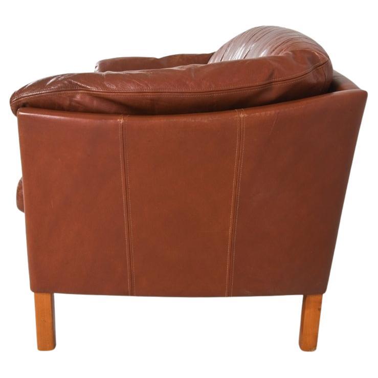Hand-Crafted Danish Mid Century Leather Sofa By Mogen Hansen 1970s For Sale