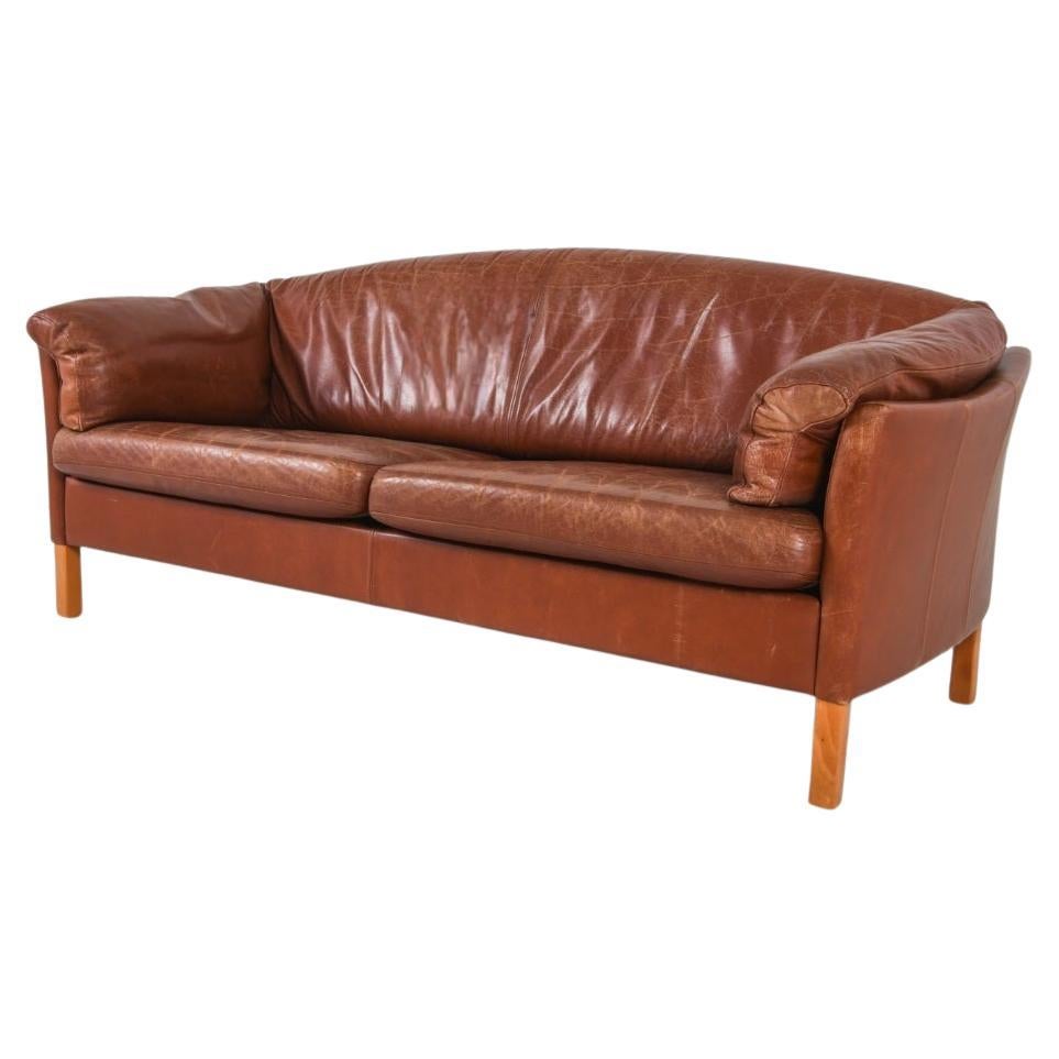 Danish Mid Century Leather Sofa By Mogen Hansen 1970s For Sale 2