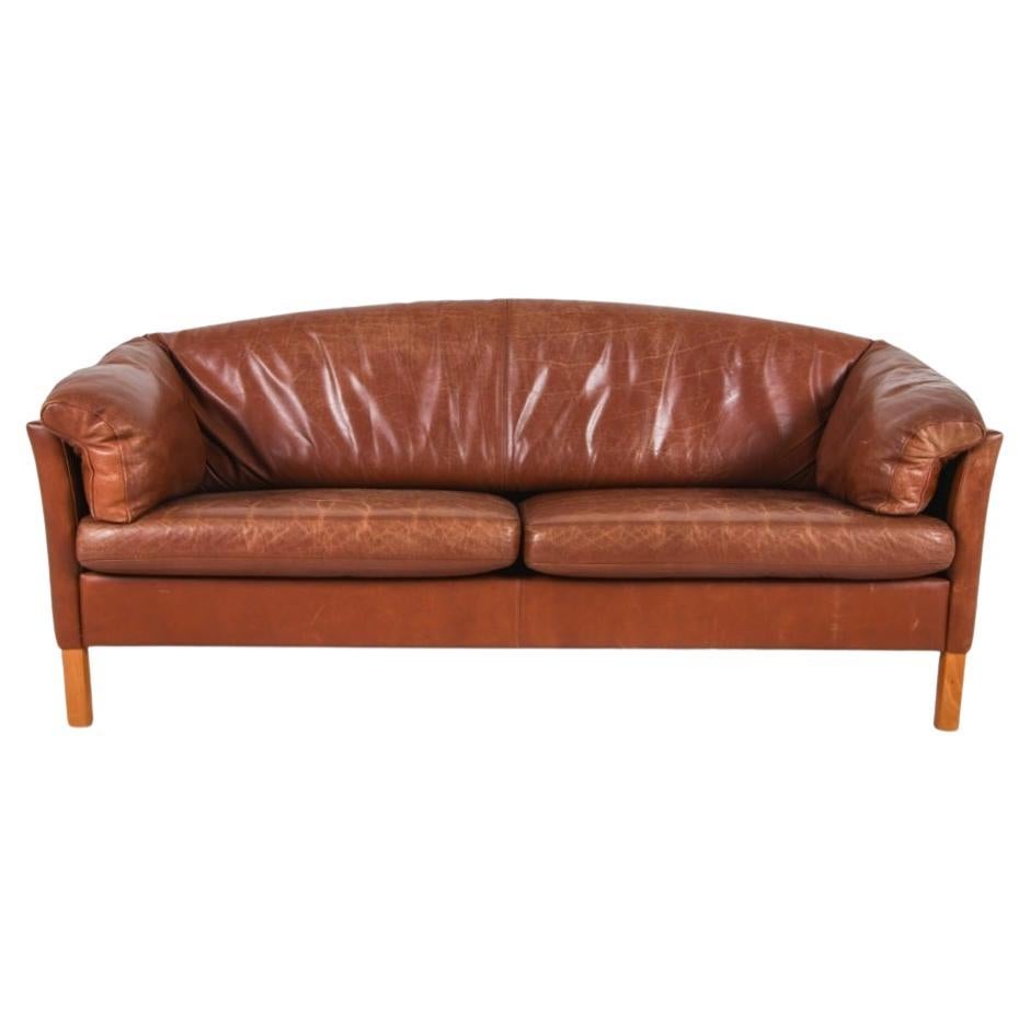 Danish Mid Century Leather Sofa By Mogen Hansen 1970s For Sale
