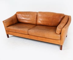 Divano in pelle danese del metà del secolo scorso di Mogens Hansen, circa anni '70