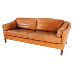 Danish Mid Century Leather Sofa By Mogens Hansen Circa 1970's