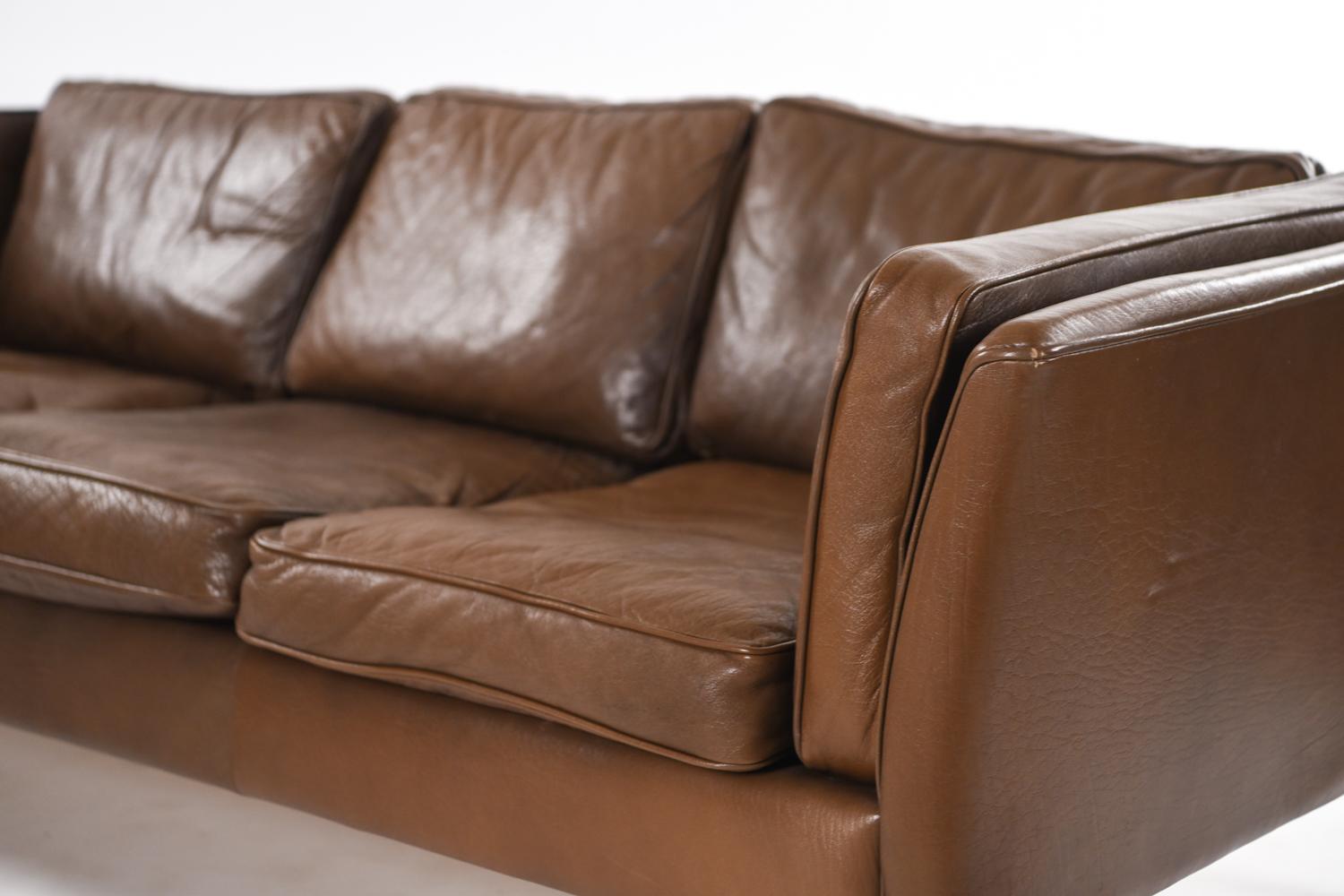 Danish Midcentury Leather Sofa by Mogens Hansen 4