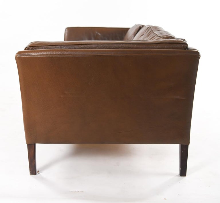 Danish Midcentury Leather Sofa by Mogens Hansen For Sale at 1stDibs