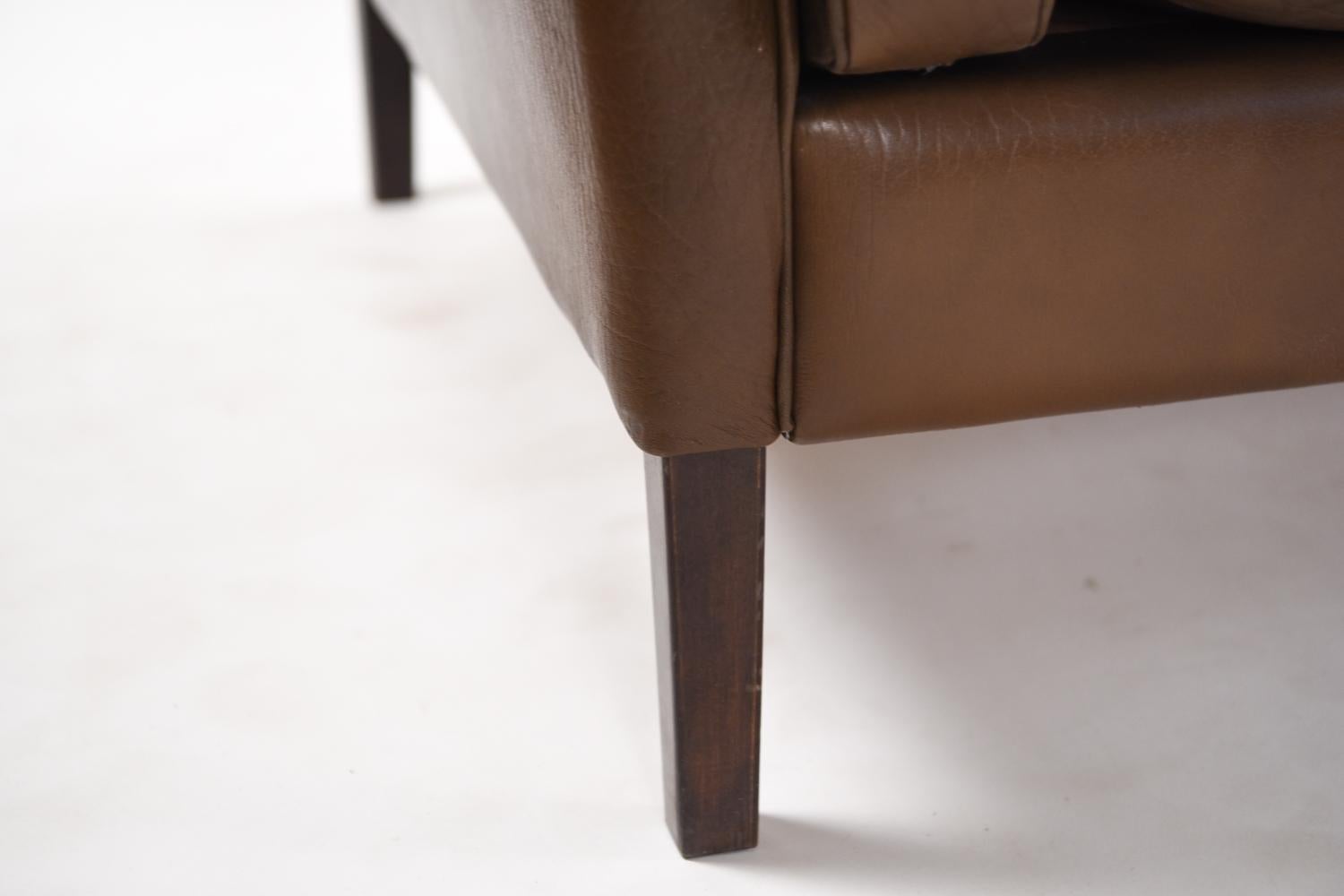 20th Century Danish Midcentury Leather Sofa by Mogens Hansen