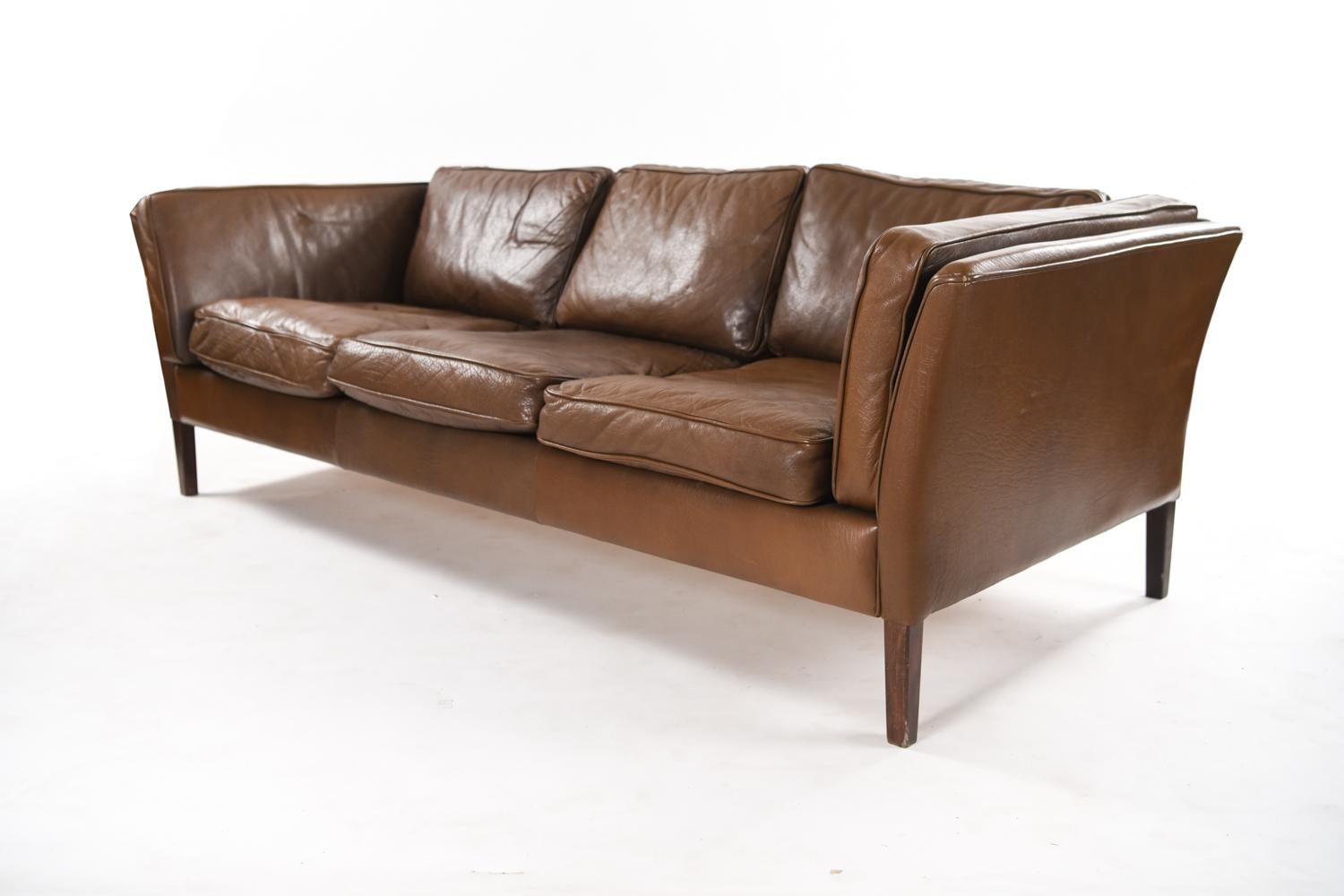 Danish Midcentury Leather Sofa by Mogens Hansen 3