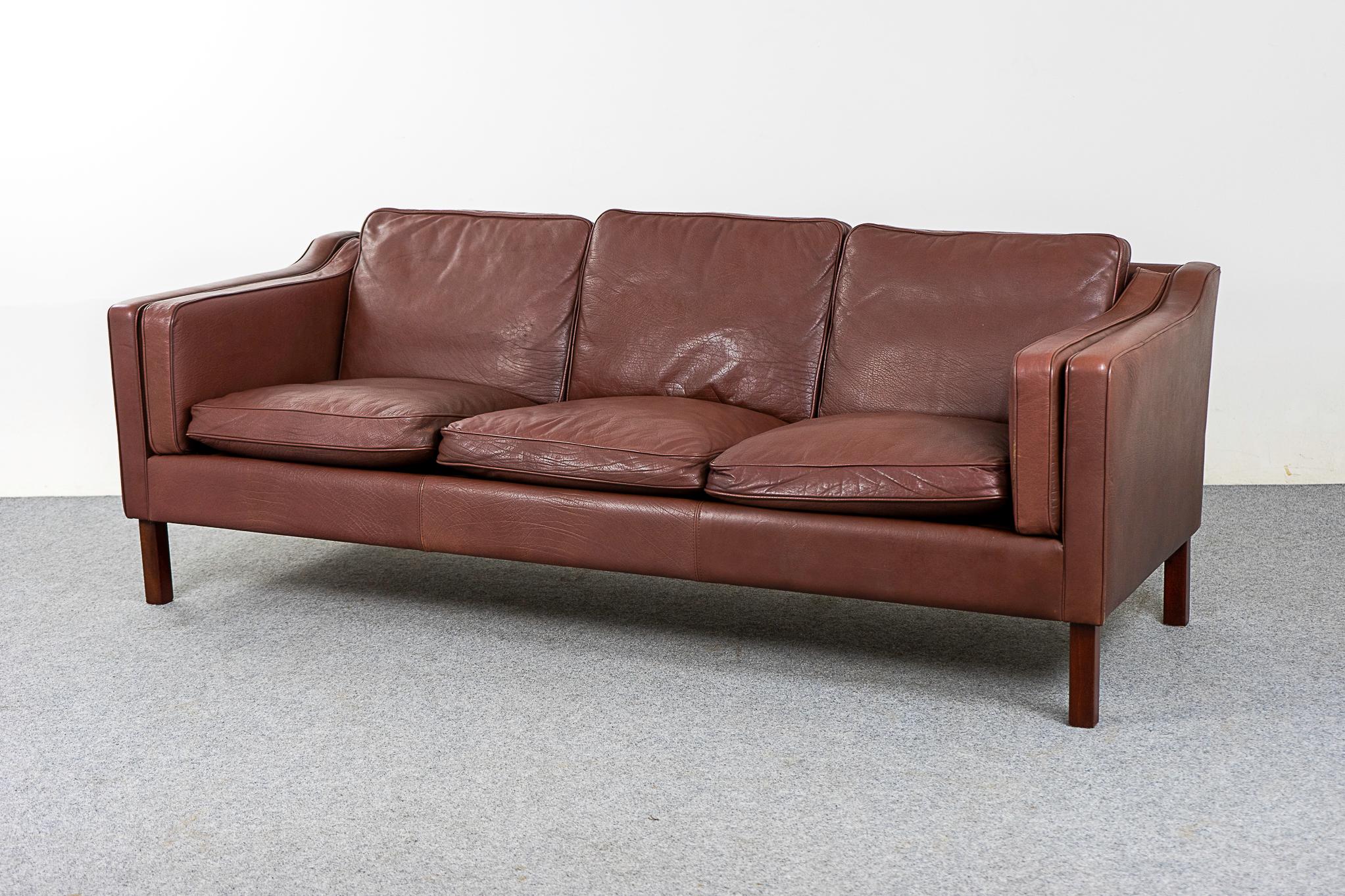 Danish Mid-Century Leather Sofa For Sale 1