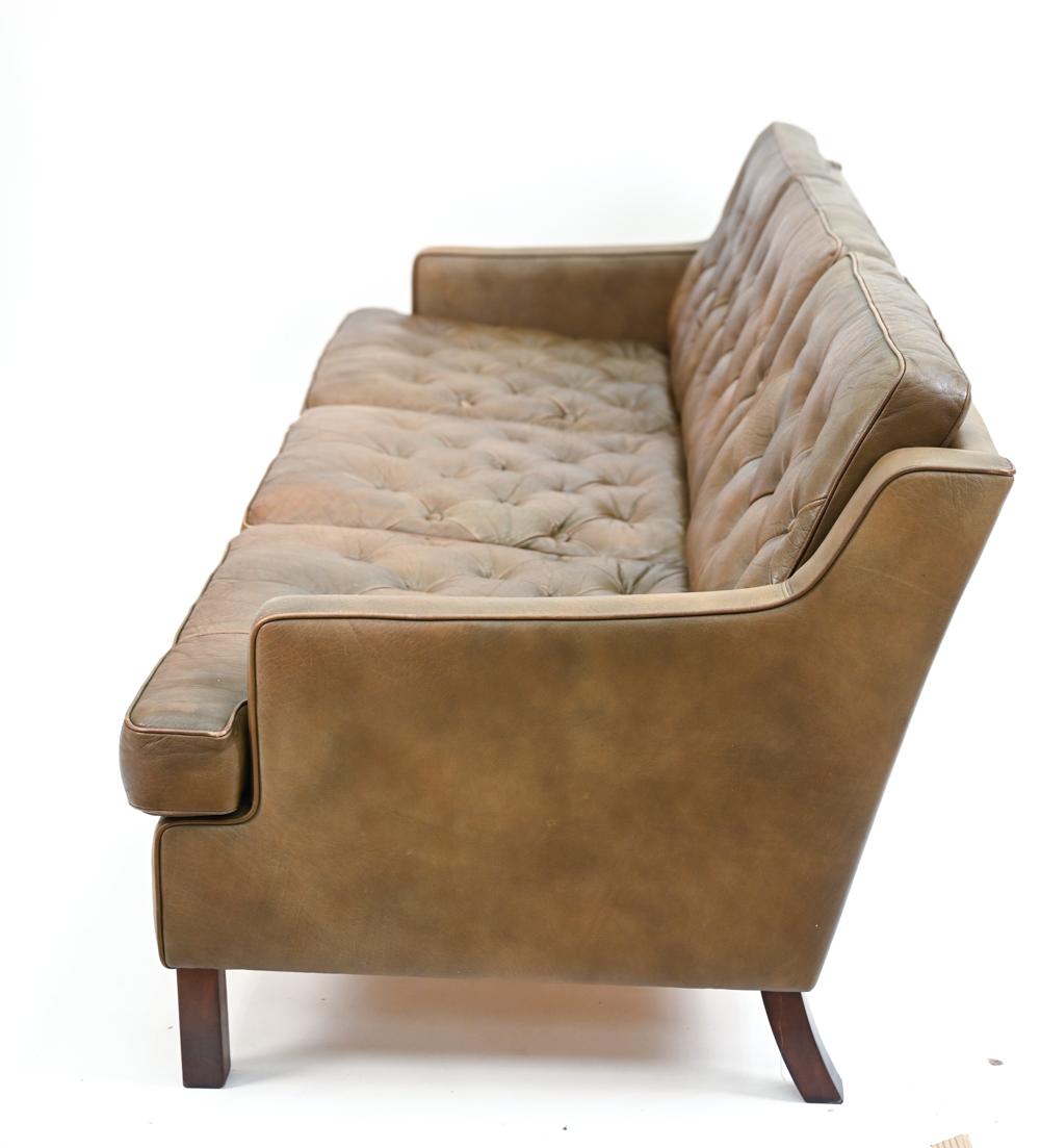 Danish Mid-Century Leather Sofa in the Manner of Arne Norell 1