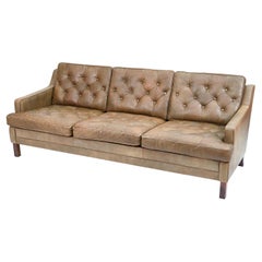 Danish Mid-Century Leather Sofa in the Manner of Arne Norell