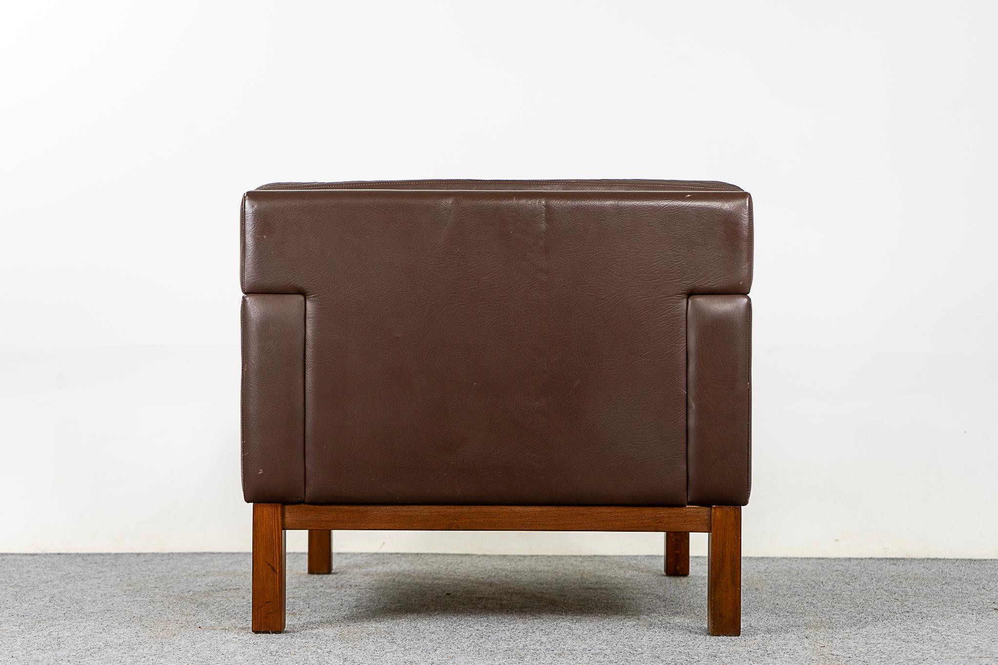 Danish Mid-Century Leather & Teak Lounge Chair 5