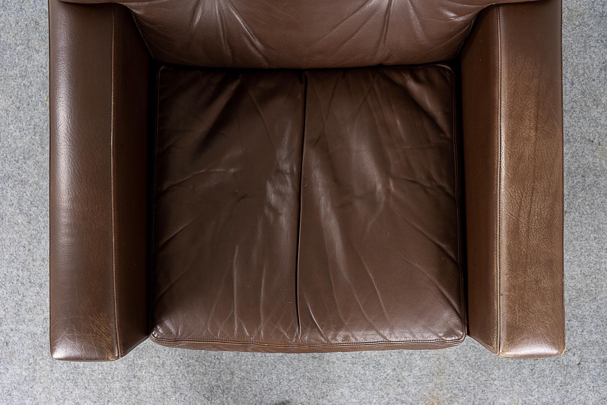 Danish Mid-Century Leather & Teak Lounge Chair 1