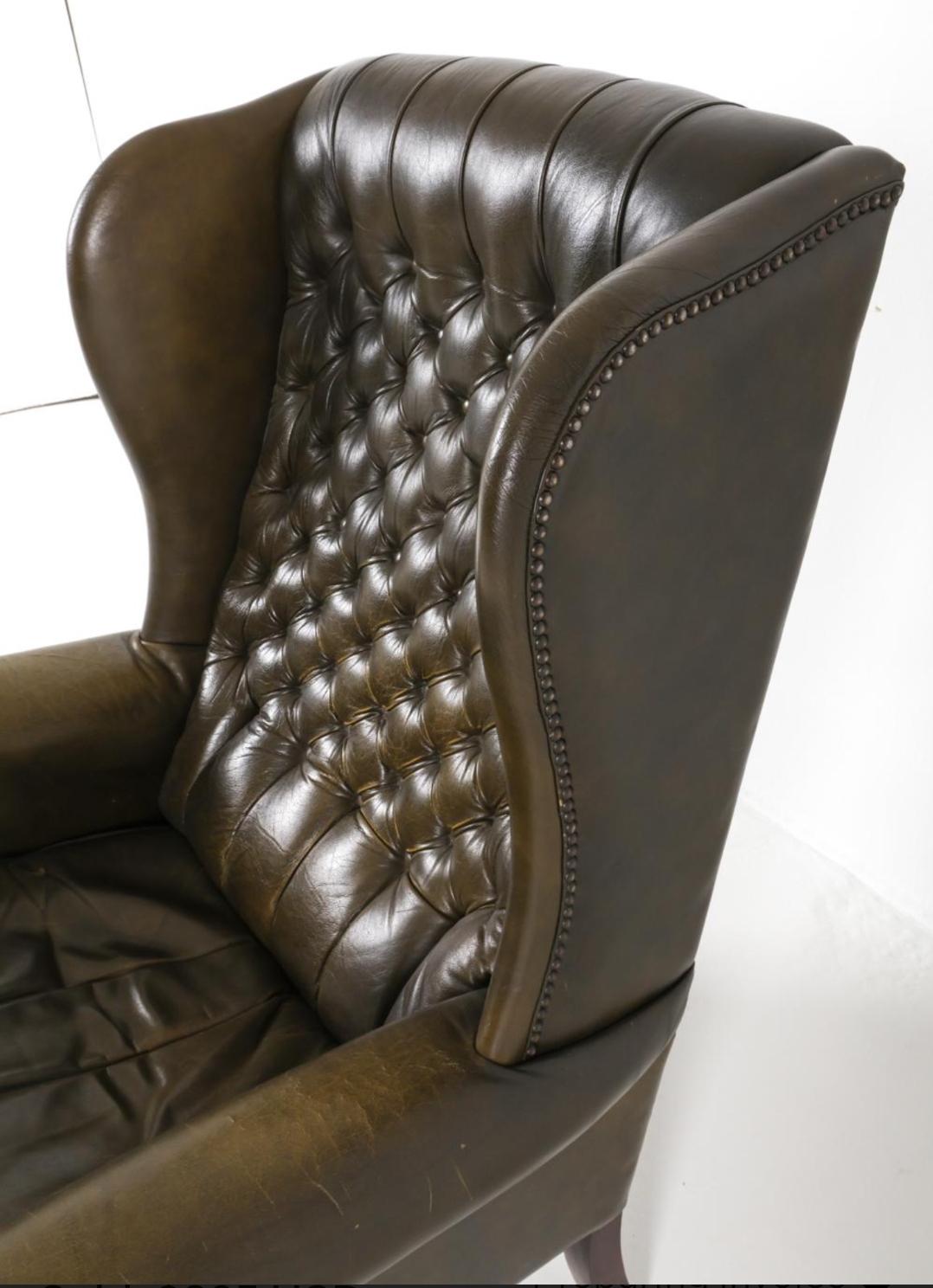 Chaise à dossier et pouf en cuir danois du milieu du siècle, années 1960 en vente 2