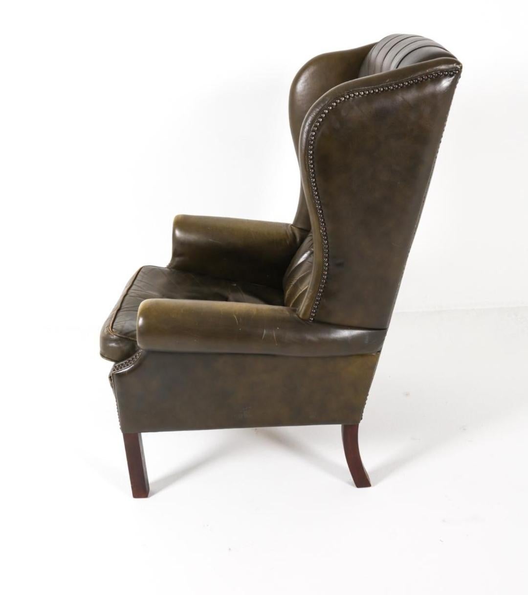 Chaise à dossier et pouf en cuir danois du milieu du siècle, années 1960 en vente 3