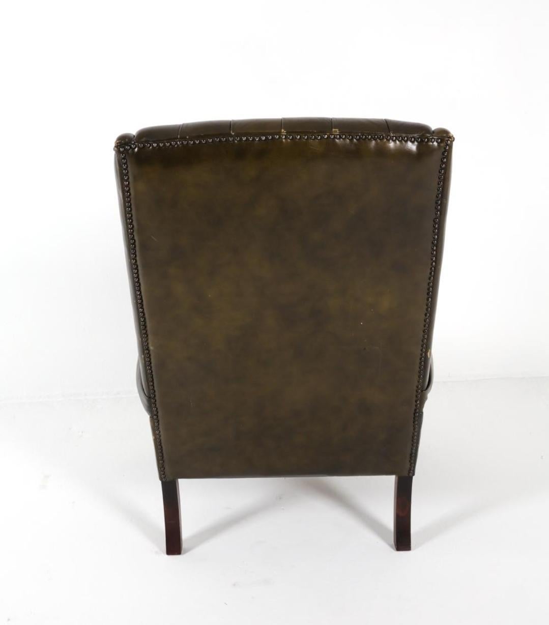 Chaise à dossier et pouf en cuir danois du milieu du siècle, années 1960 en vente 4