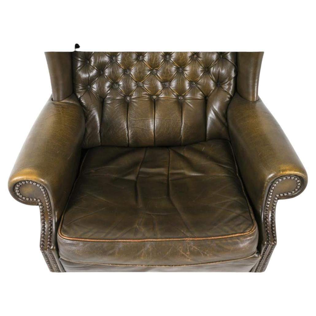Chaise à dossier et pouf en cuir danois du milieu du siècle, années 1960 Bon état - En vente à Hudson, NY