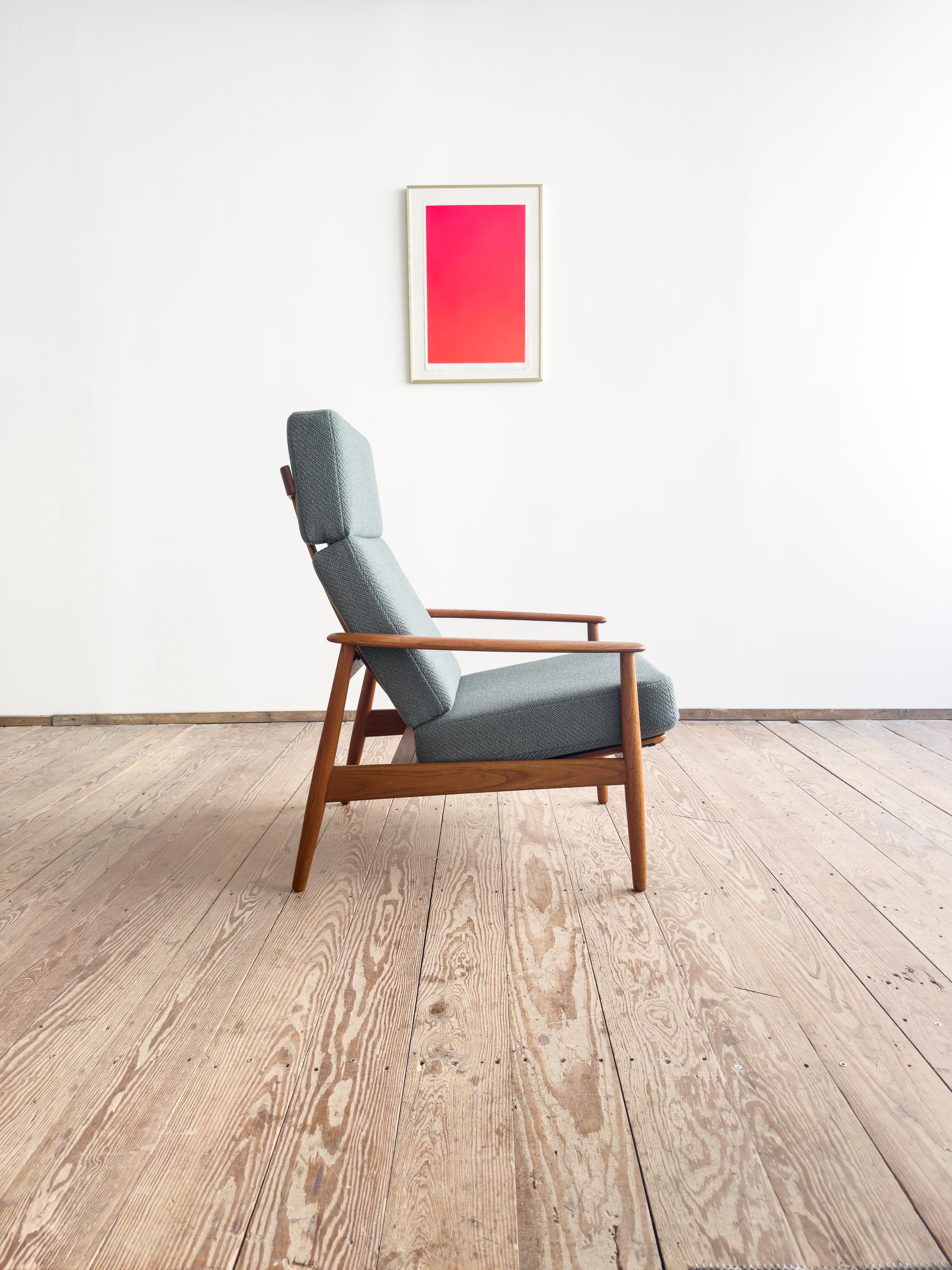 Hand-Carved Danish Mid-Century Lounge Armchair, Teak Easy Chair by Arne Vodder, France & Son