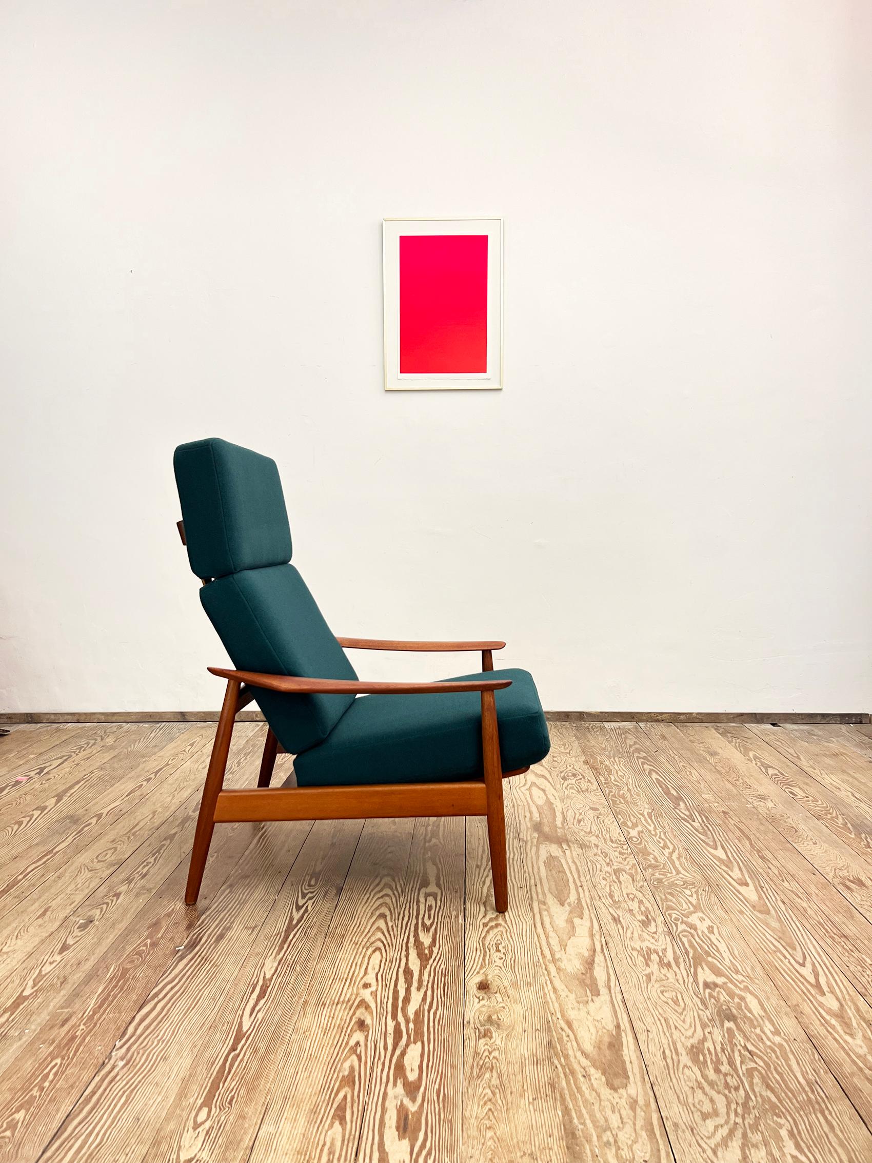 Fabric Danish Mid-Century Lounge Armchair, Teak Easy Chair by Arne Vodder, France & Son