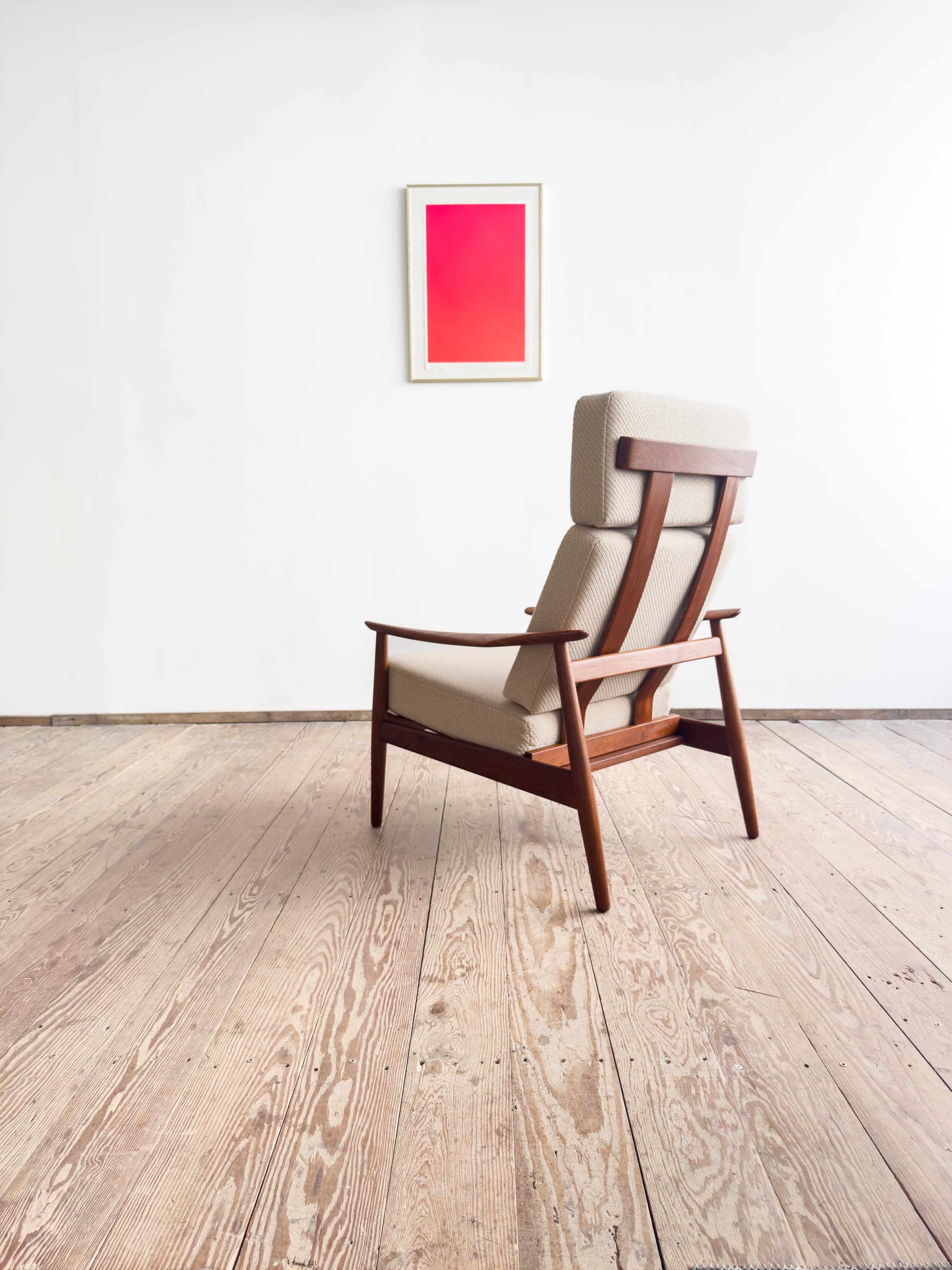 Fabric Danish Mid-Century Lounge Armchair, Teak Easy Chair by Arne Vodder, France & Son