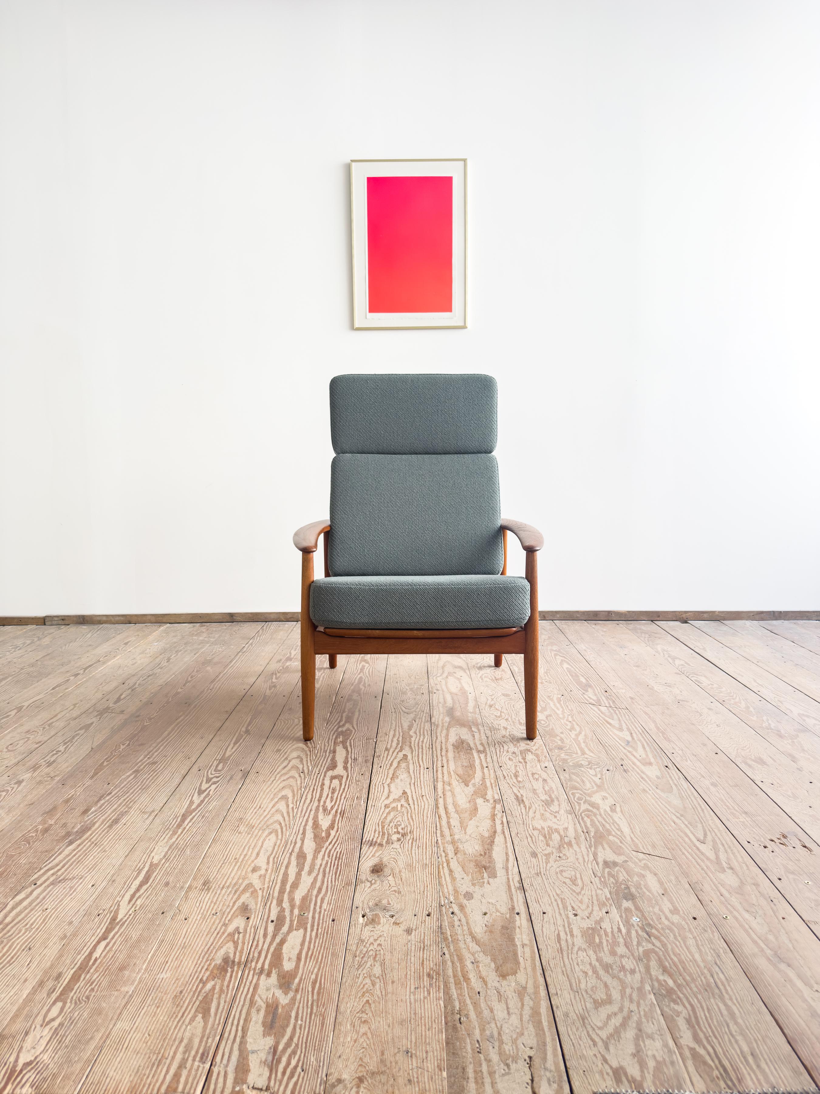 Fabric Danish Mid-Century Lounge Armchair, Teak Easy Chair by Arne Vodder, France & Son