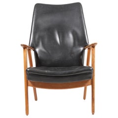 Danish Midcentury Lounge Chair in Patinated Leather by Kurt Olsen, 1960s