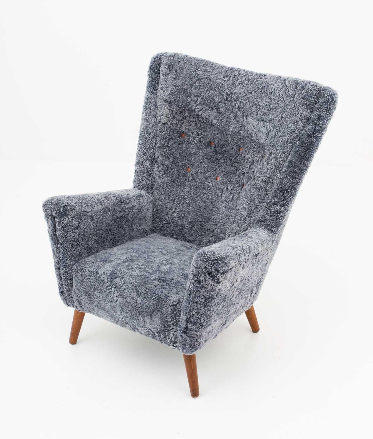 Scandinavian Modern Danish Midcentury Lounge Chair in Sheepskin