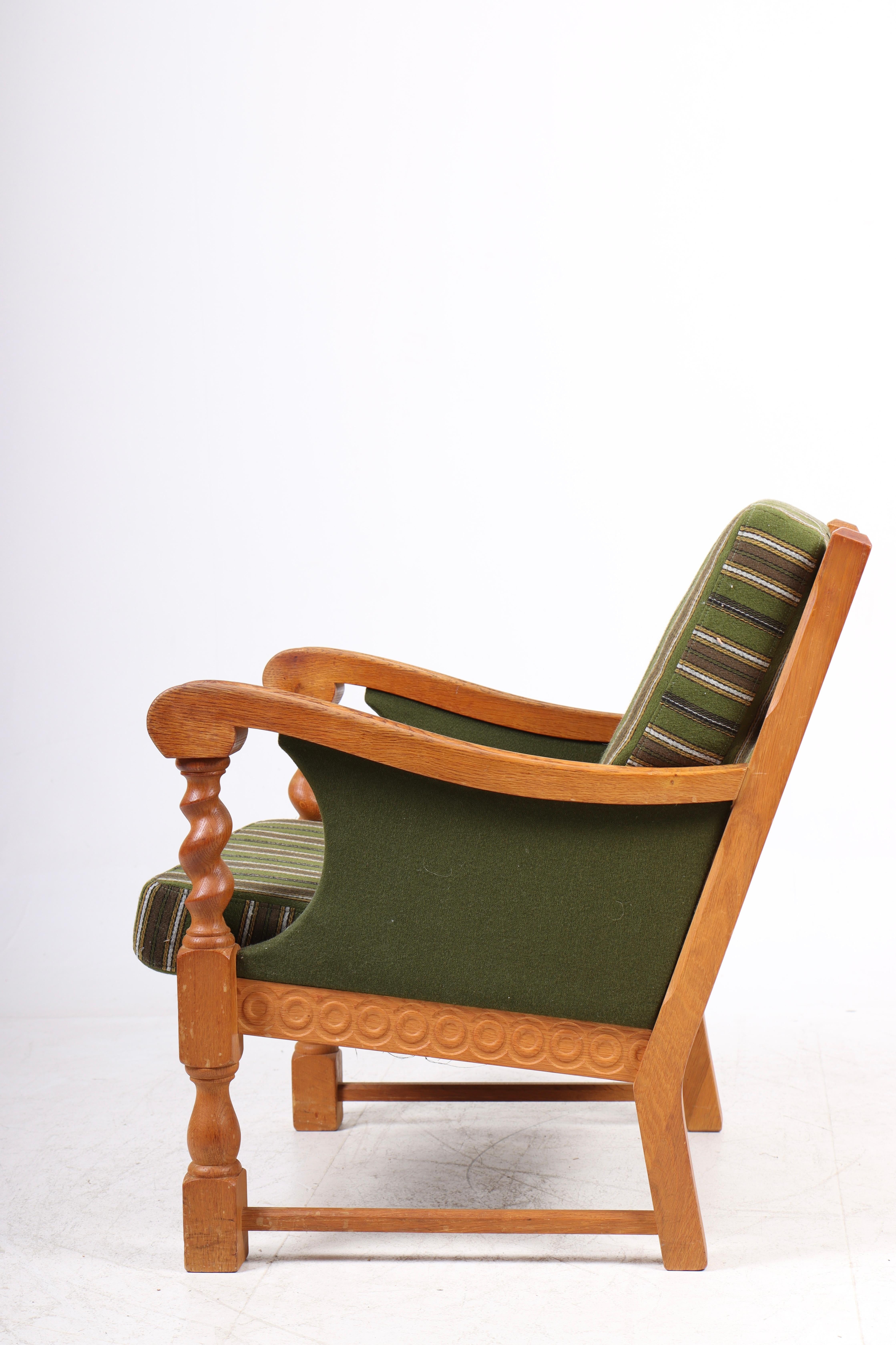 Danish Mid-Century Lounge Chair in Solid Oak, 1950s In Good Condition In Lejre, DK