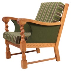 Danish Mid-Century Lounge Chair in Solid Oak, 1950s