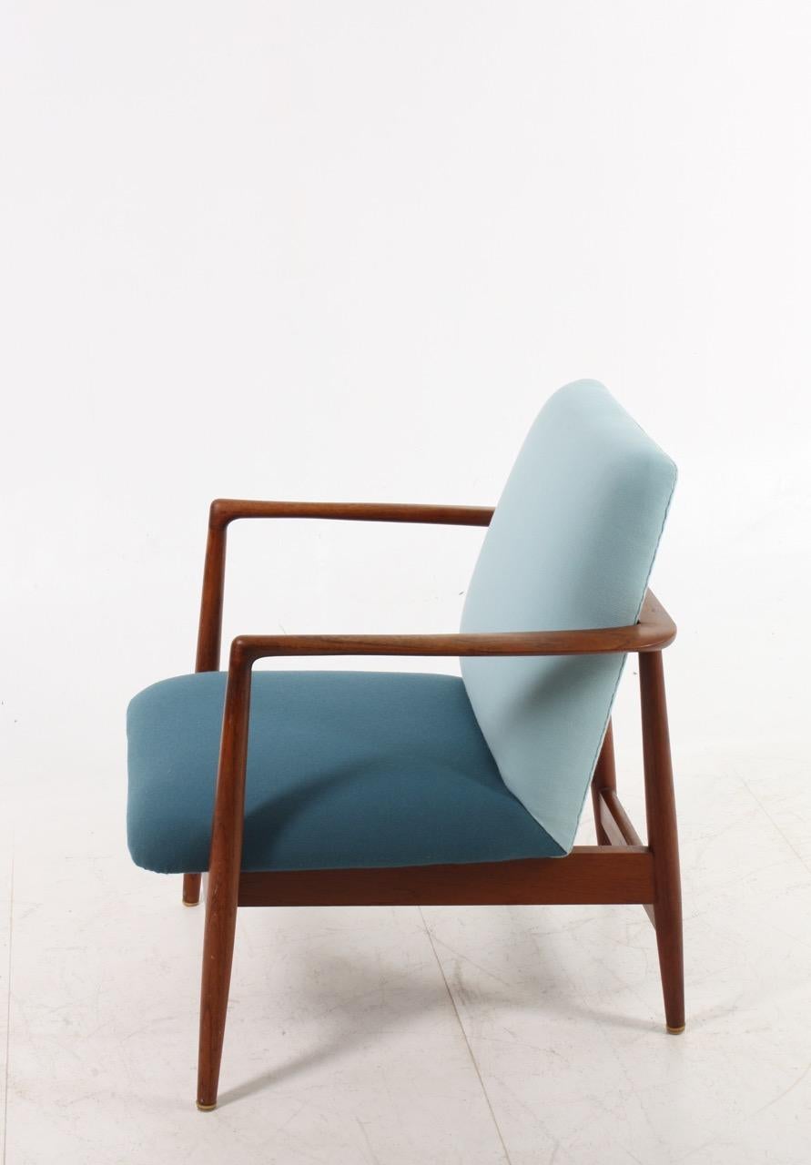 Danish Midcentury Lounge Chair in Teak and Fabric, 1950s In Good Condition In Lejre, DK