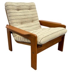 Danish Mid Century Lounge Chair in Teak with Oatmeal Fabric