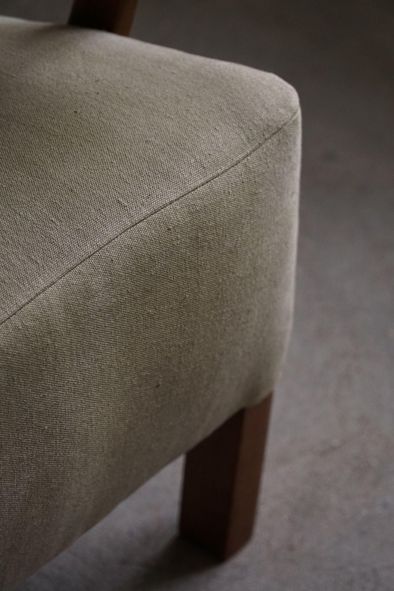 Danish Mid Century Lounge Chairs, Reupholstered in a Olive Green Linen, 1960s 7