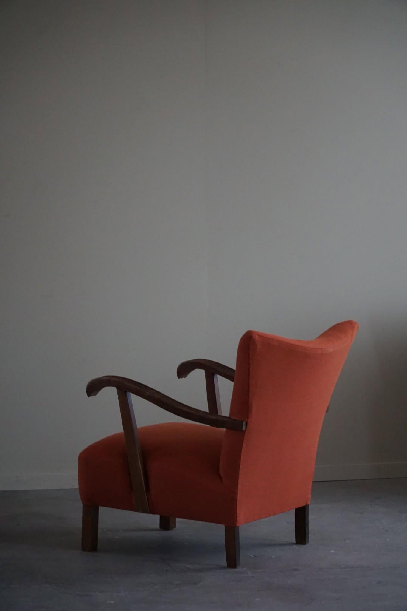 Danois Fauteuils de salon danois du milieu du siècle dernier, retapissés dans un lin rouge rouille, années 1960 en vente