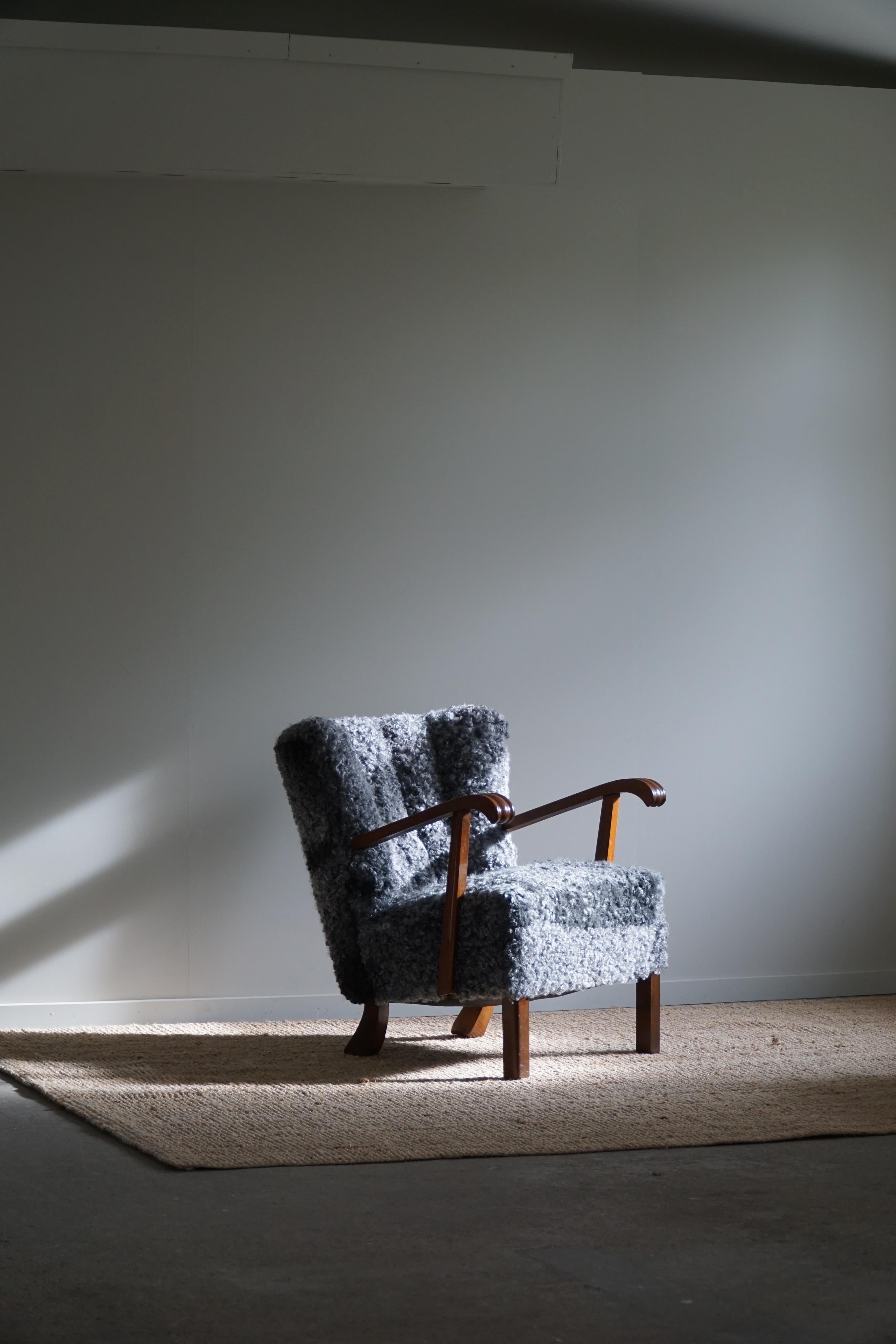 Danish Mid Century Lounge Chairs, Reupholstered in Gotland Sheepskin, 1960s 13