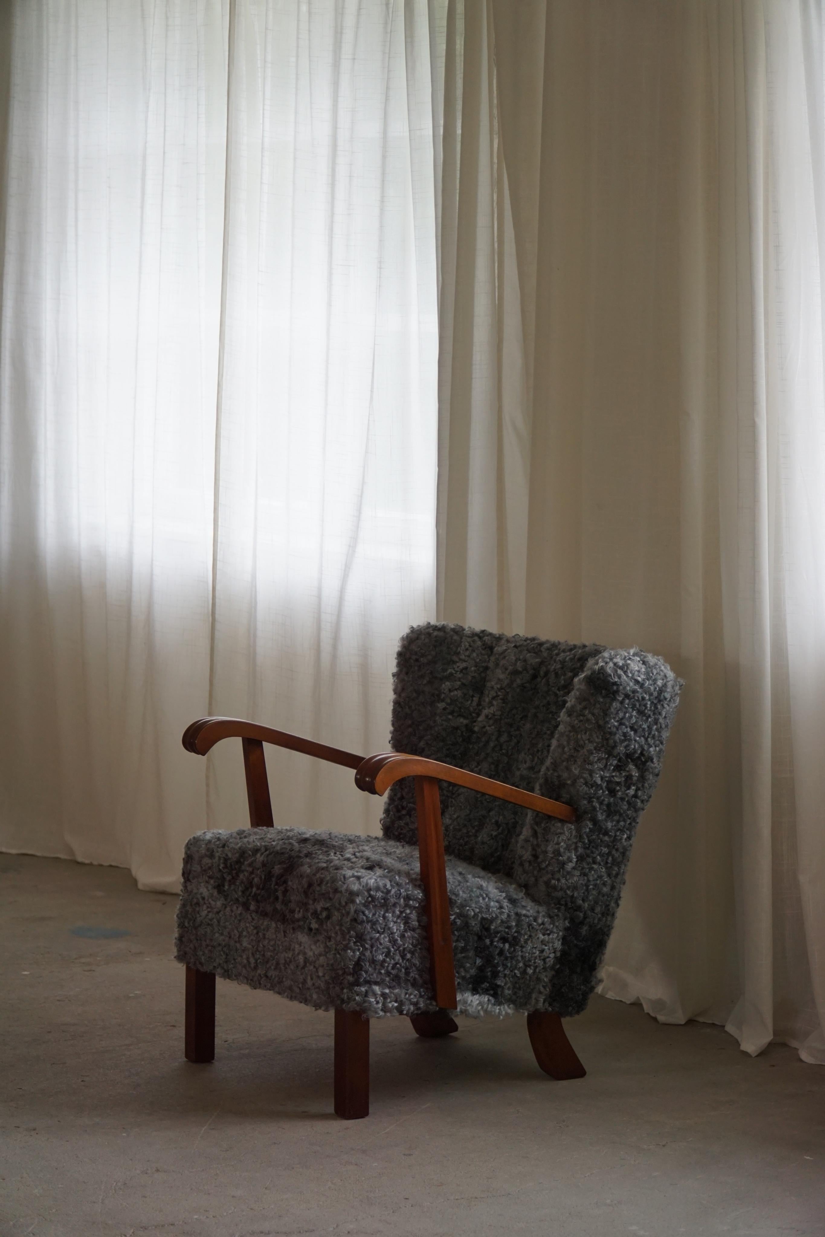 Danish Mid Century Lounge Chairs, Reupholstered in Gotland Sheepskin, 1960s 1