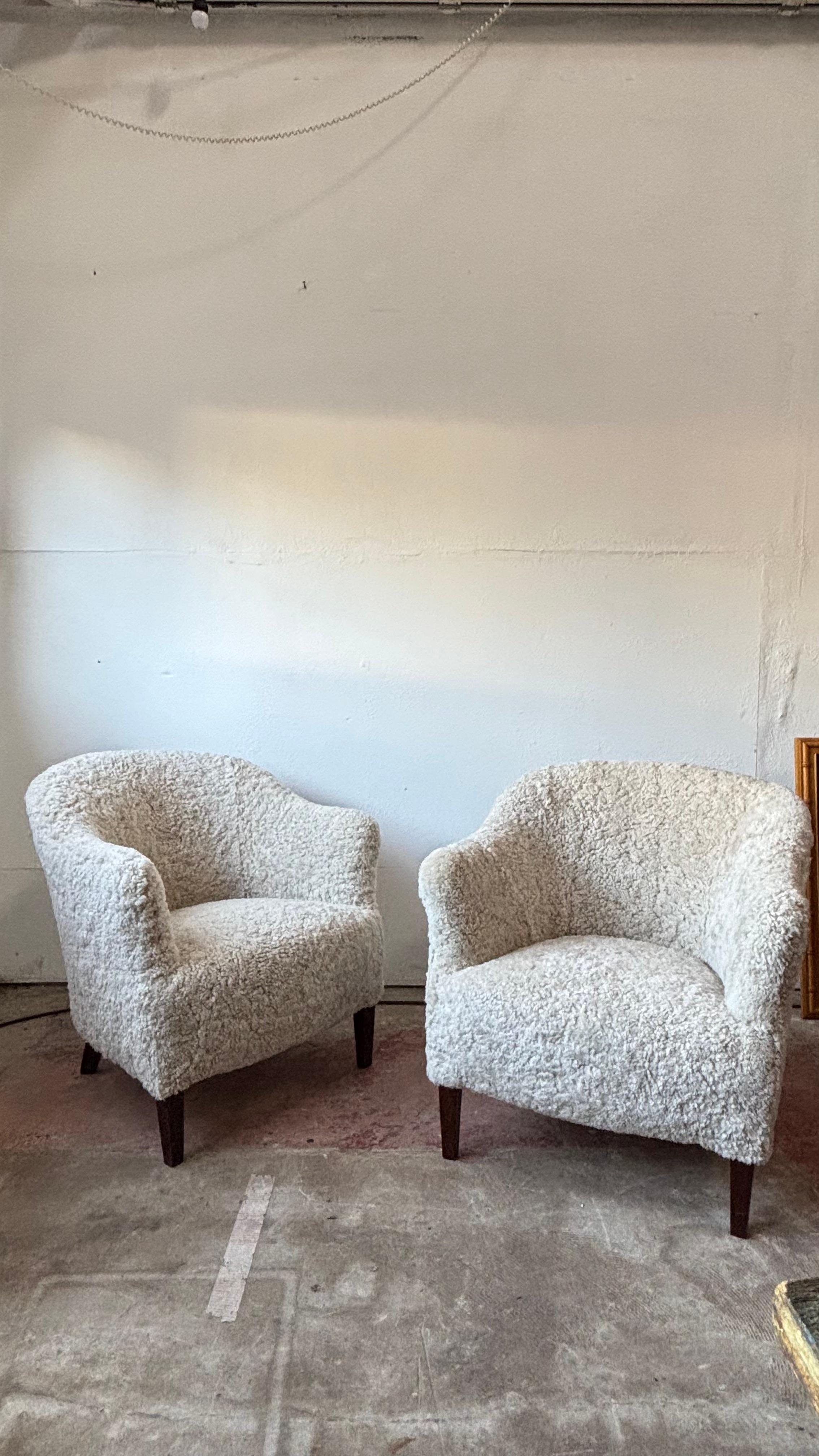 Mid-Century Modern Danish Mid-Century Lounge \ Club Chairs, Sheepskin, 1950s For Sale