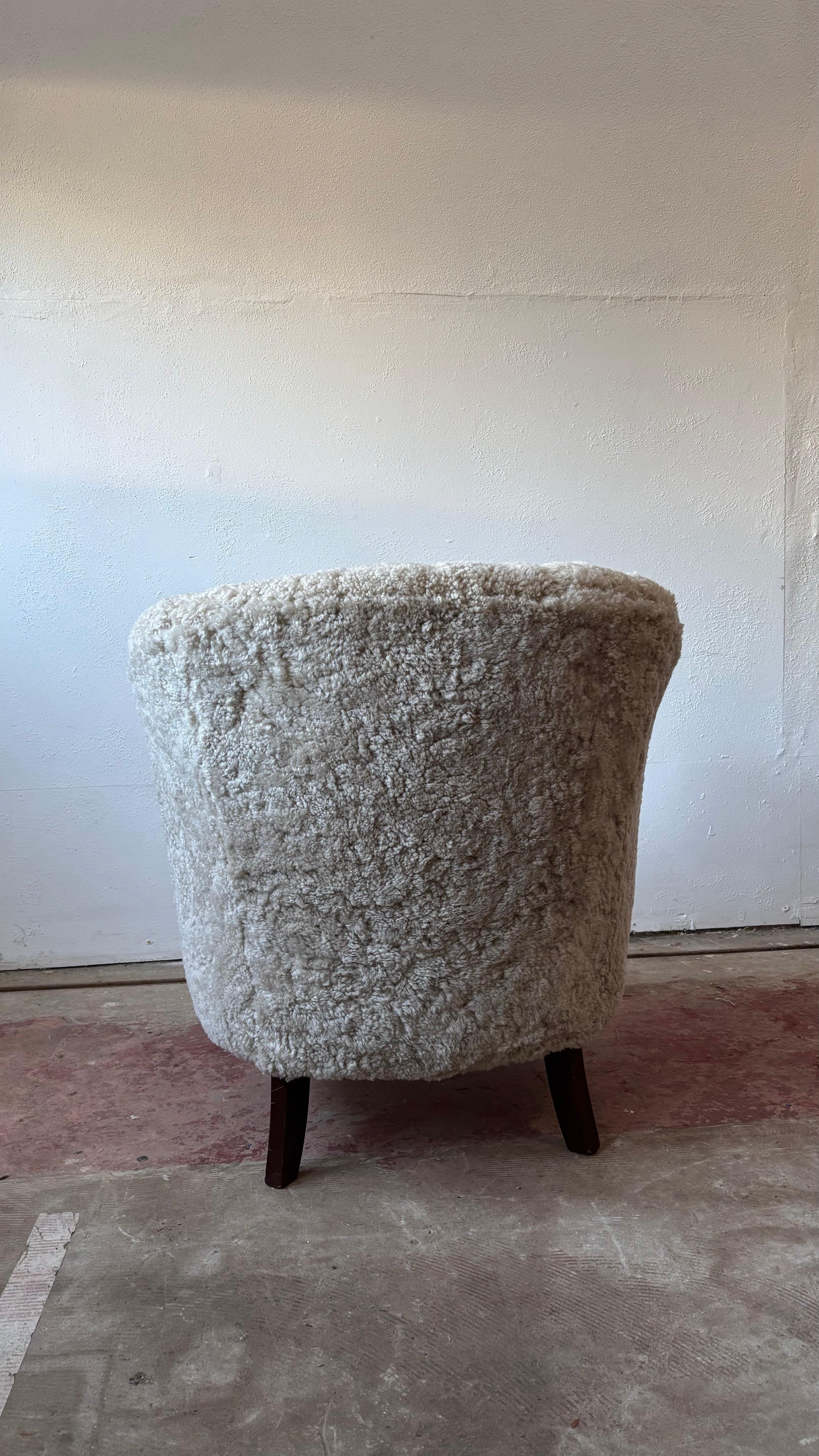Mid-20th Century Danish Mid-Century Lounge \ Club Chairs, Sheepskin, 1950s For Sale