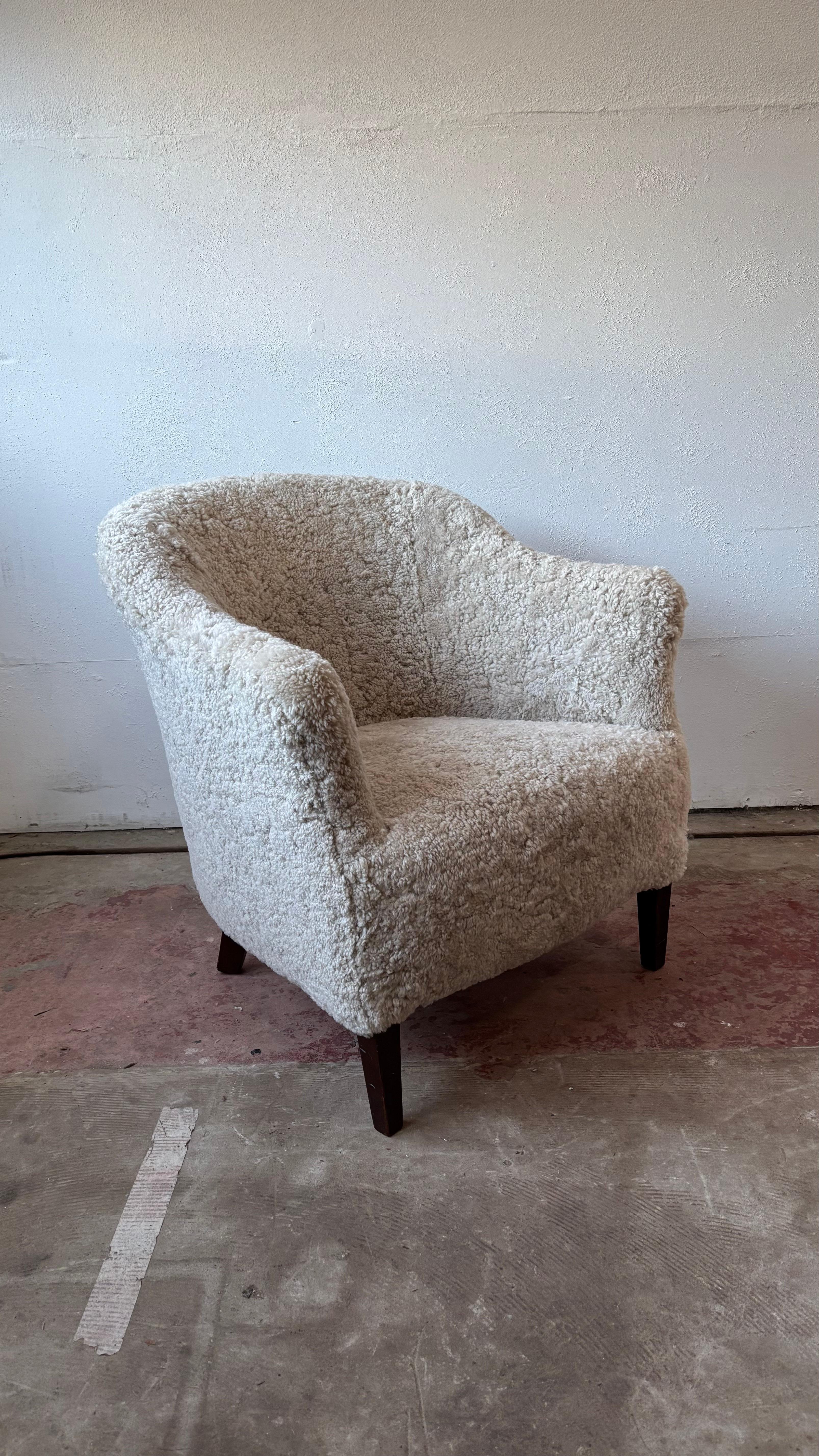 Danish Mid-Century Lounge \ Club Chairs, Sheepskin, 1950s For Sale 2