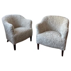 Fauteuils de salon danois du milieu du siècle, peau de mouton, années 1950