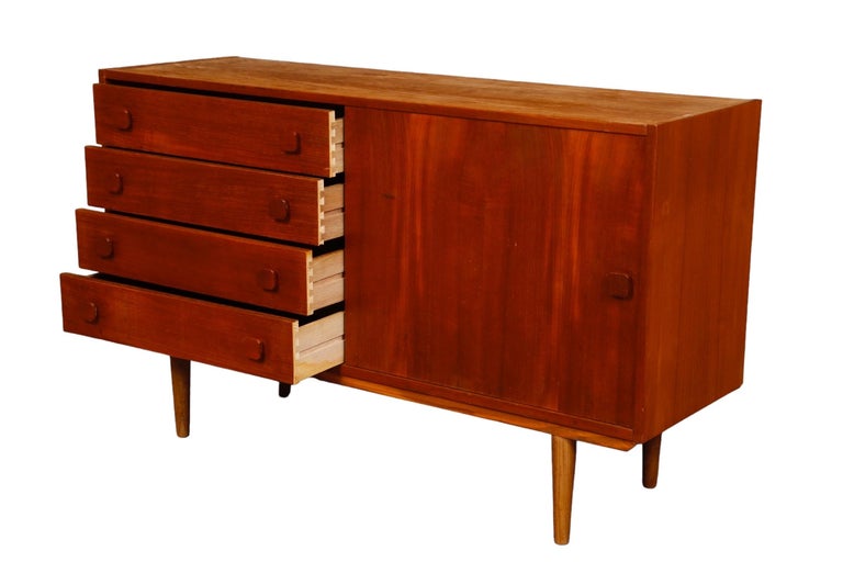 Danish Mid Century Low Sideboard For Sale at 1stDibs