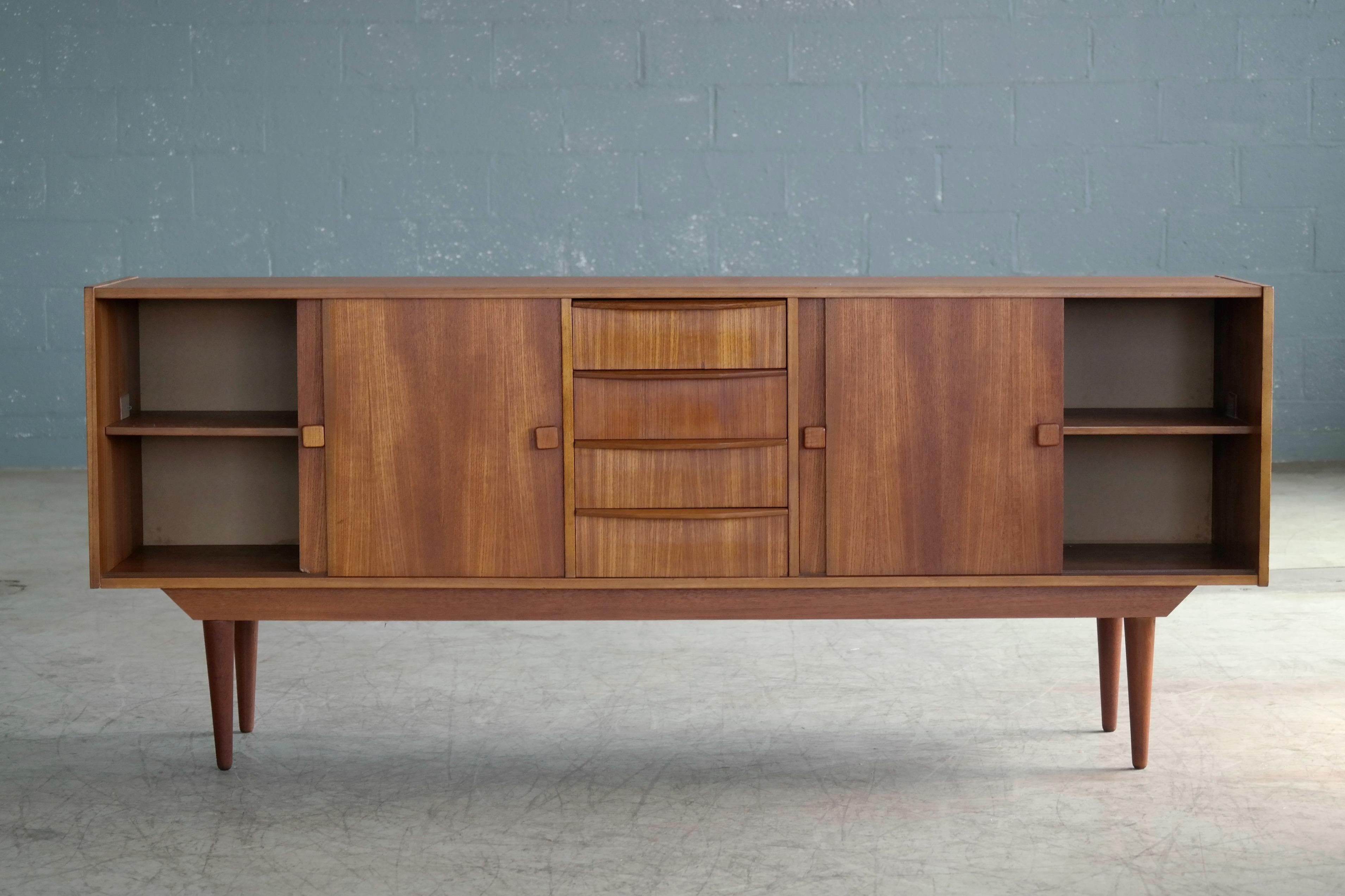 Veneer Danish Midcentury Low Teak Sideboard by Domino Møbler, 1960s